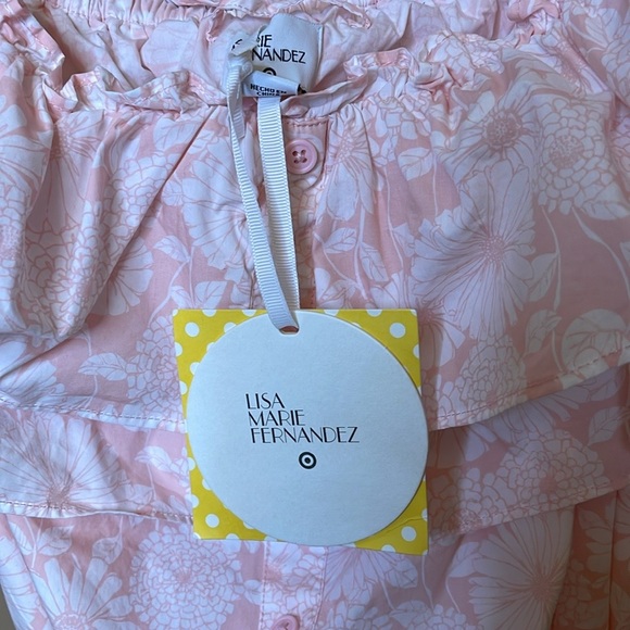 Lisa Marie Fernandez Off The Shoulder Floral Ruffle Mini Dress Pink Size 3X NWT| - Picture 12 of 17